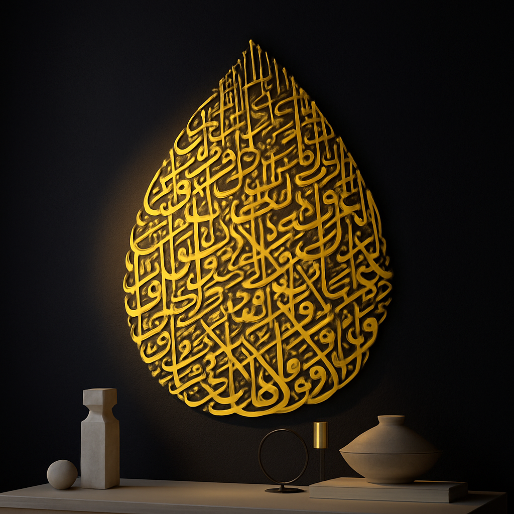 Ayatul Kursi Calligraphy Islamic Wall Art - Drop Design
