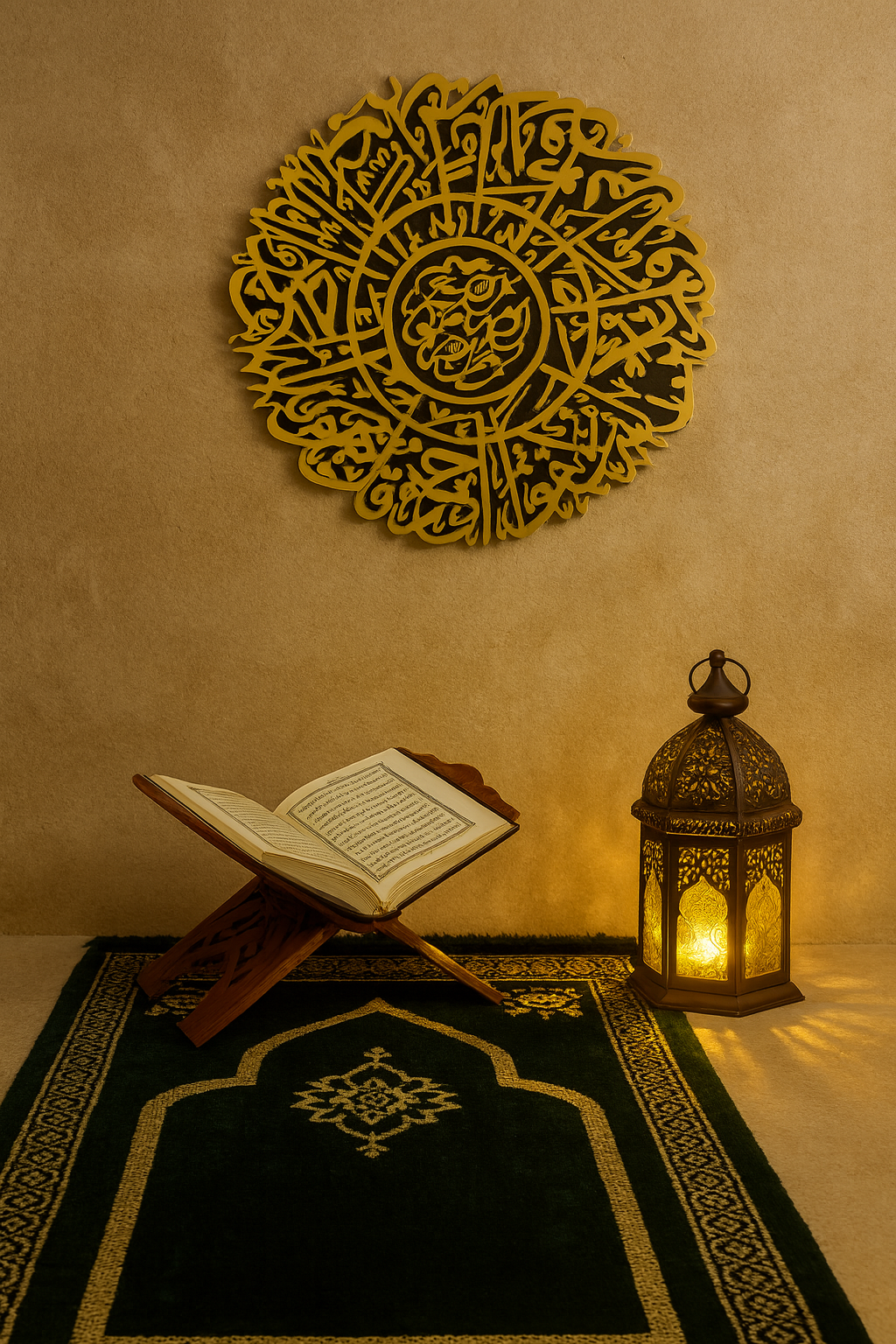 Luxury Circular Islamic Wall Hanging – Golden Calligraphy Design