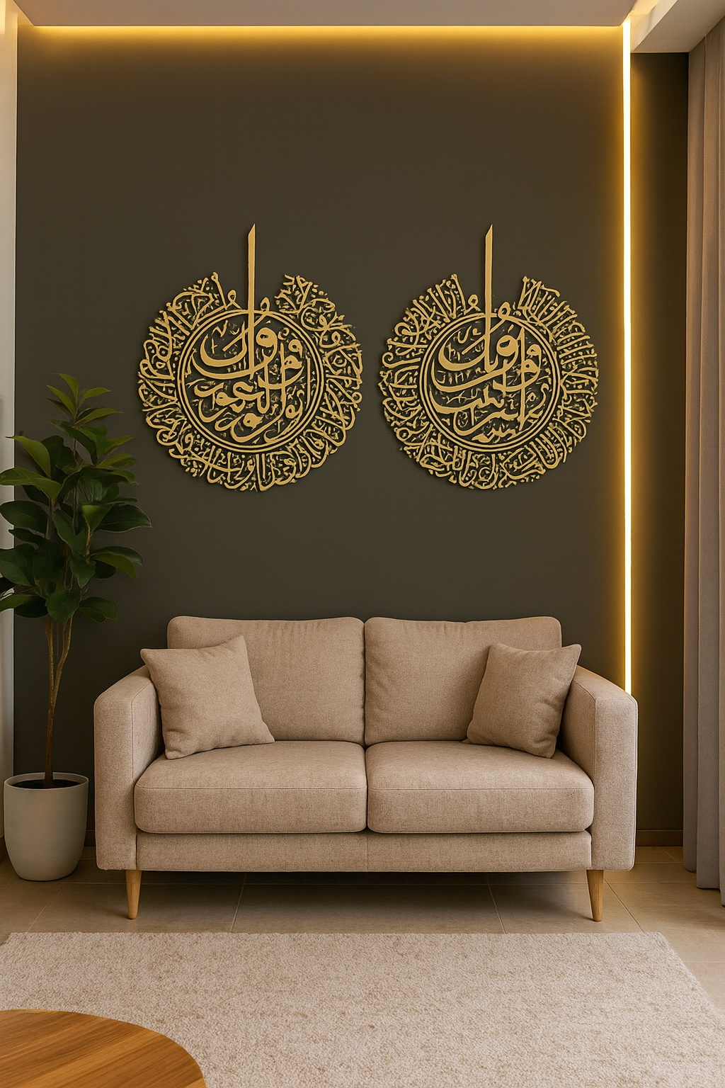 Surah Al-Nas And Surah Al-Falaq Set of 2 Islamic Metal Wall Art | Myhadya