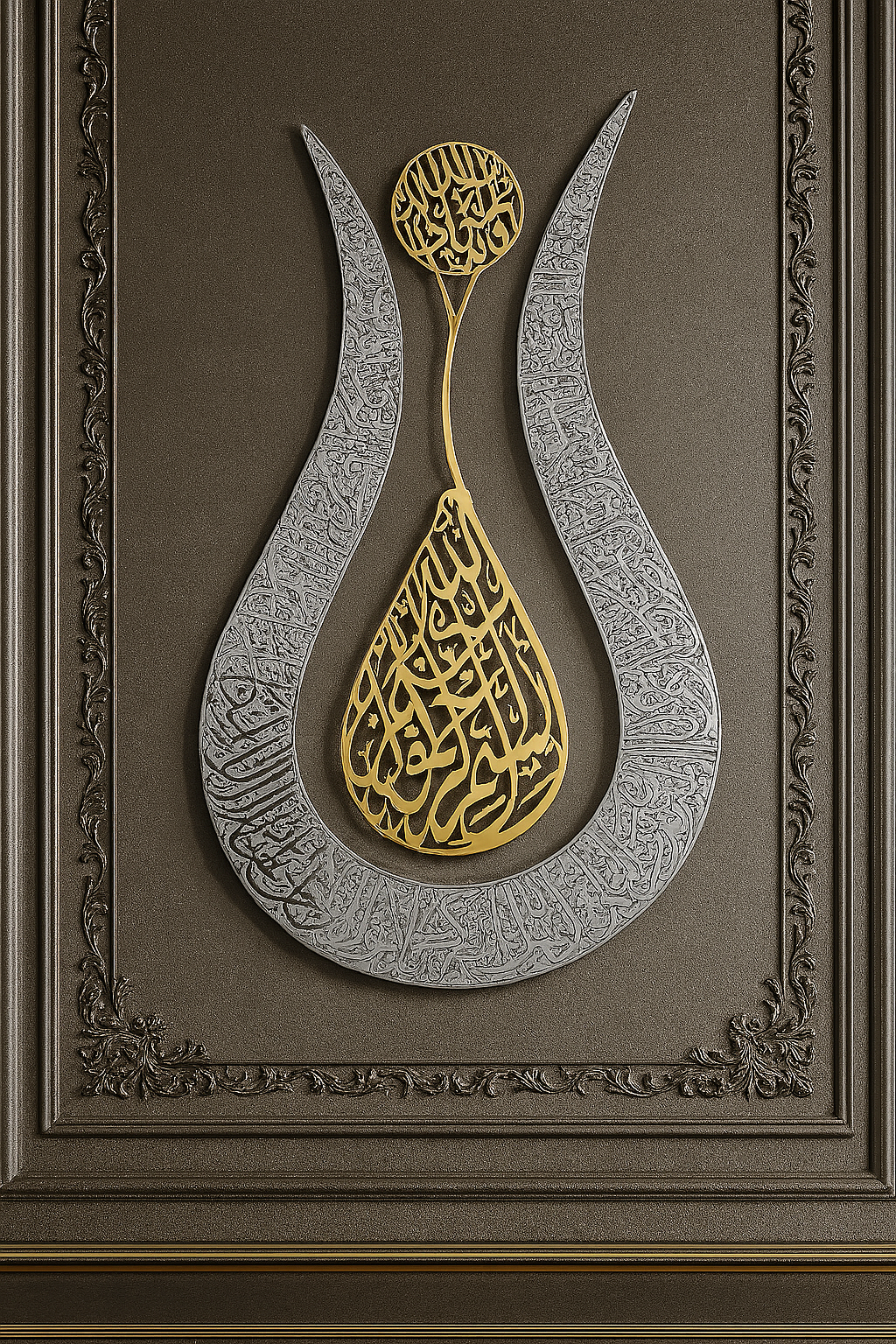 Tulip Shaped Design Shiny Ayatul Kursi Islamic Wall Art