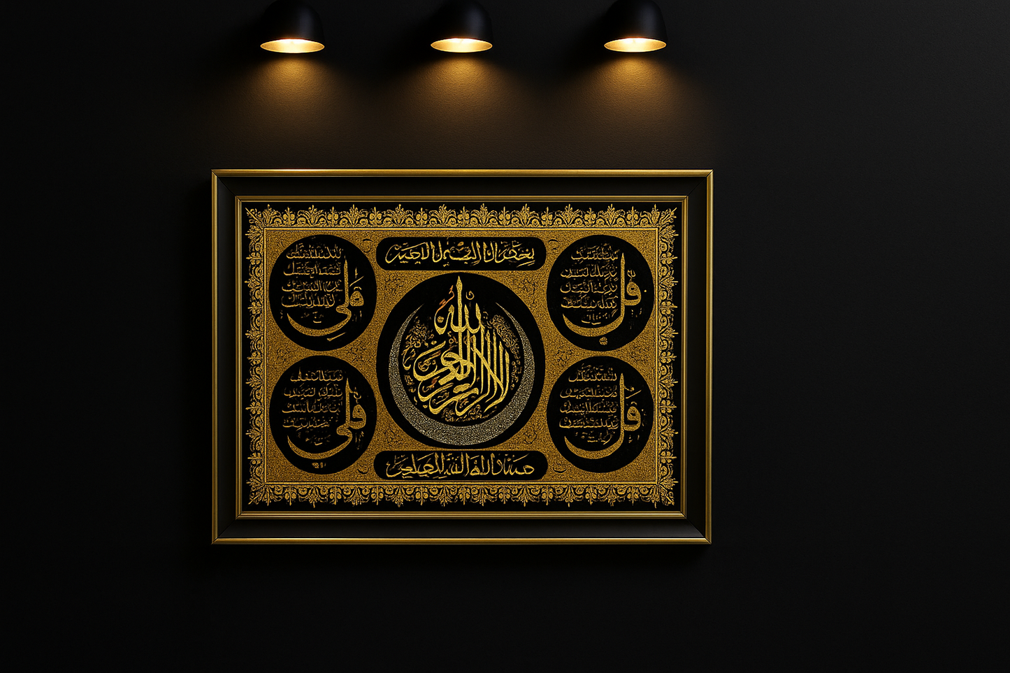 URAH; AL-KAFIRUN, Al-IKHLAS, AL-FALAQ AND AN-NAS SLAMIC WALL ART 4 QULS.