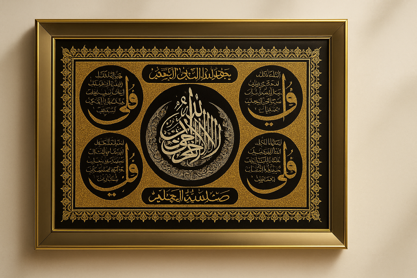 URAH; AL-KAFIRUN, Al-IKHLAS, AL-FALAQ AND AN-NAS SLAMIC WALL ART 4 QULS.