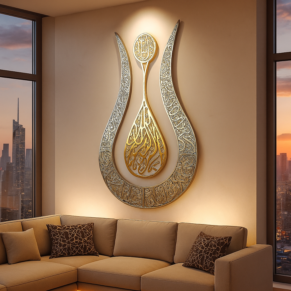 Tulip Shaped Design Shiny Ayatul Kursi Islamic Wall Art